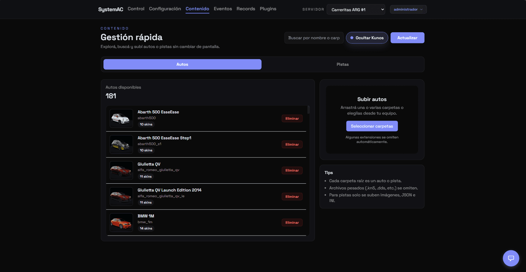 Contenido centralizado